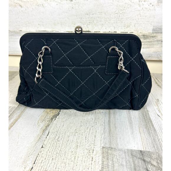 Vera Bradley Women’s Black Quilted Handle Bag Silver Strap Ball Lock Closure NWT - Picture 4 of 9